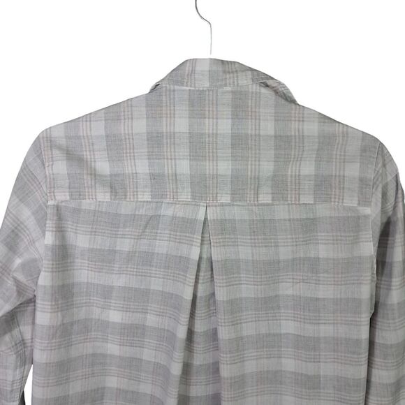 Grayson The Hero Shirt Women XS Gray Linen Plaid‎ Button Down Breathable Gauze - Picture 5 of 11